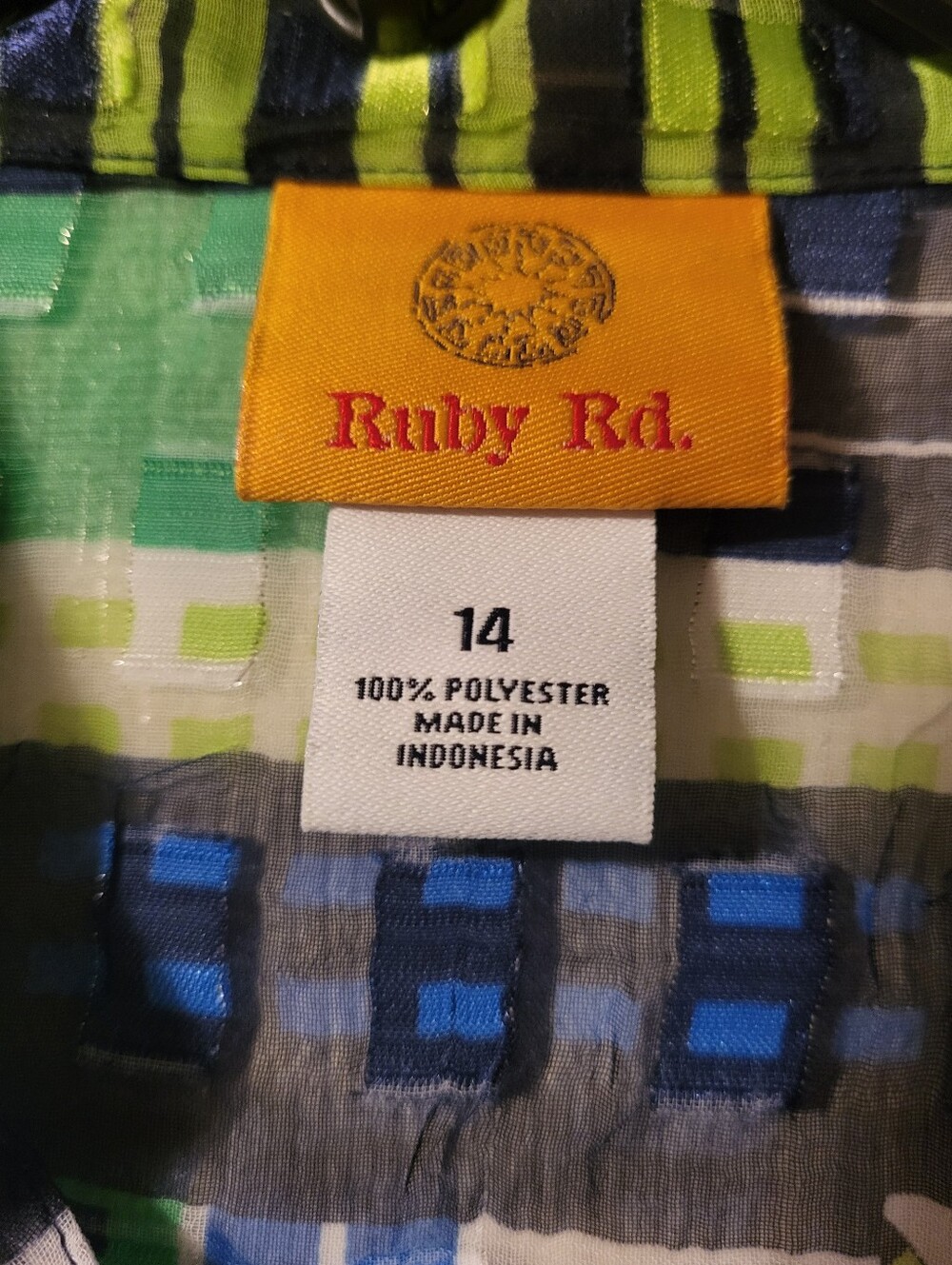 Ruby Rd. Blue & Green Geometric Print Button-Down Shirt - Picture 2 of 7